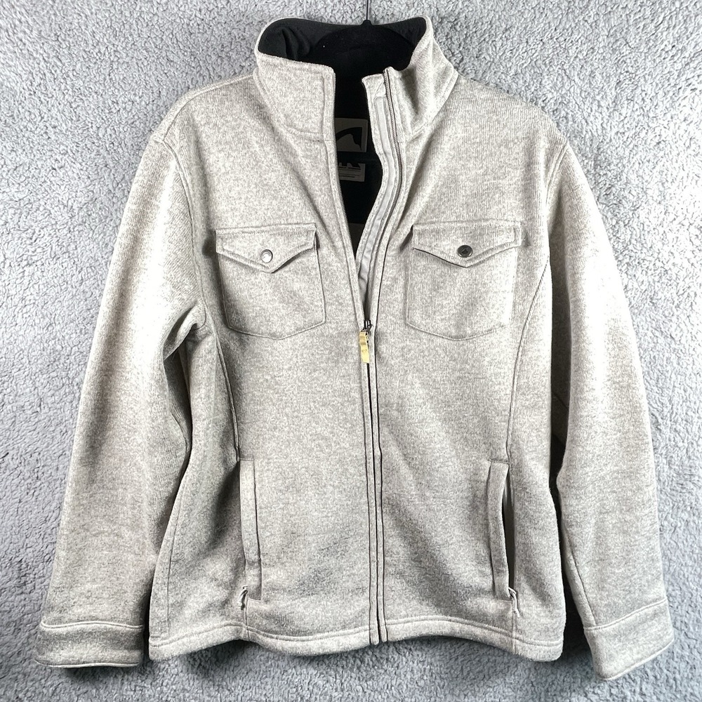 Mountain Khakis Jacket Mens Medium Beige Fleece Sweater Hike Camp Work Office